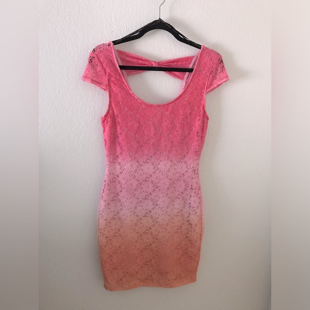 Material Girl Ombré Pink Lace Dress